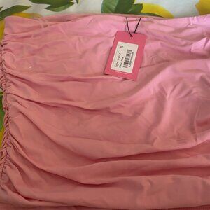 Pink ruched cropped tube top